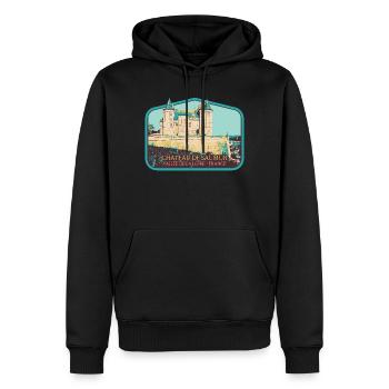 Château de Saumur, Vallée de la Loire - Sweat à capuche Premium bio Homme - noir - Devant - Nico (187cm)
