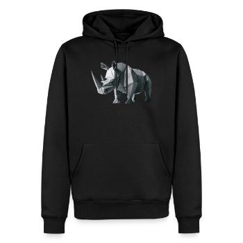 Rhinoceros Origami geometrisch 3d - Männer Premium Bio Hoodie - Schwarz - Vorne - Nico (187cm)