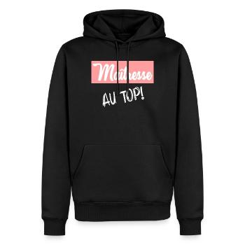 GELIEBTE. VIELEN DANK. DANKE, HERRIN - Männer Premium Bio Hoodie - Schwarz - Vorne - Nico (187cm)