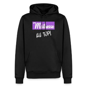 DANKE, HERRIN - Männer Premium Bio Hoodie - Schwarz - Vorne - Nico (187cm)