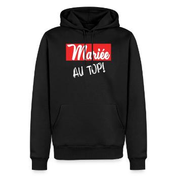 JUST MARRIED. EVJF. SAINT VALENTIN. COUPLE - Sweat à capuche Premium bio Homme - noir - Devant - Nico (187cm)