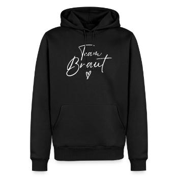 Team Bride Braut 2026 JGA Junggesellinnenabschied - Männer Premium Bio Hoodie - Schwarz - Vorne - Nico (187cm)