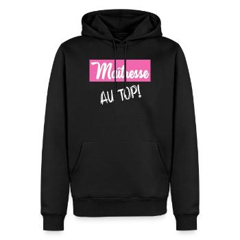 VIELEN DANK. GELIEBTE. DANKE HERRIN - Männer Premium Bio Hoodie - Schwarz - Vorne - Nico (187cm)