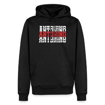 t-shirt Antonino stacked text gift t-shirt - Men’s Premium Organic Hoodie - black - Front - Nico (187cm)