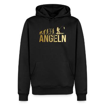 Evolution Angeln - Männer Premium Bio Hoodie - Schwarz - Vorne - Nico (187cm)