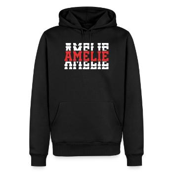 Amelie T-Shirt T-Shirt Geschenkidee gestapelter Text - Männer Premium Bio Hoodie - Schwarz - Vorne - Nico (187cm)