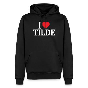 t-shirt I love Tilde t-shirt gift idea - Men’s Premium Organic Hoodie - black - Front - Nico (187cm)