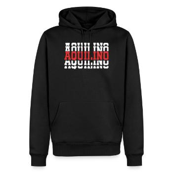 Aquilino t-shirt stacked text gift t-shirt - Men’s Premium Organic Hoodie - black - Front - Nico (187cm)