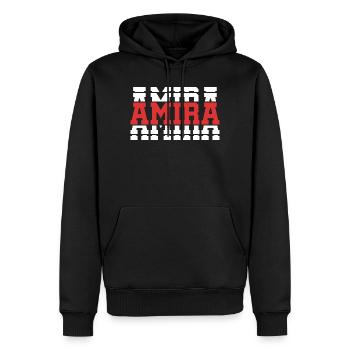 Amira T-Shirt T-Shirt Geschenkidee gestapelter Text - Männer Premium Bio Hoodie - Schwarz - Vorne - Nico (187cm)