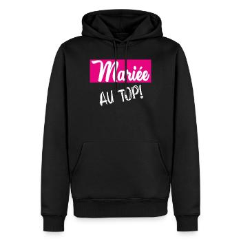 HOCHZEIT - Männer Premium Bio Hoodie - Schwarz - Vorne - Nico (187cm)