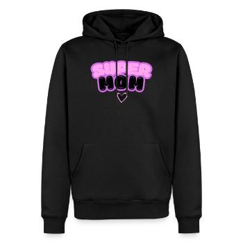 Super Mood Bubble Logo - Men’s Premium Organic Hoodie - black - Front - Nico (187cm)