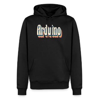 T-shirt Arduino t-shirt rétro vintage - Sweat à capuche Premium bio Homme - noir - Devant - Nico (187cm)