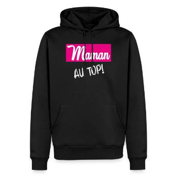 BONNE FÊTE MAMAN. MAMAN - Sweat à capuche Premium bio Homme - noir - Devant - Nico (187cm)