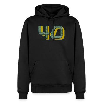 40. 40 ANS. 40e ANNIVERSAIRE. ANNIVERSAIRE 40 ANS. - Sweat à capuche Premium bio Homme - noir - Devant - Nico (187cm)