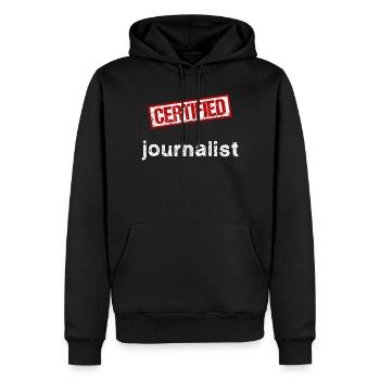 Journalist - Männer Premium Bio Hoodie - Schwarz - Vorne - Nico (187cm)