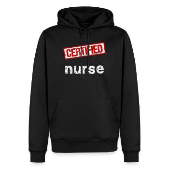 Infirmier - Sweat à capuche Premium bio Homme - noir - Devant - Nico (187cm)