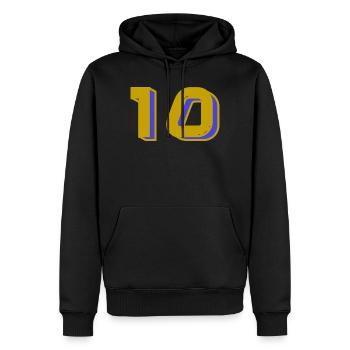 10. 10 YEARS. 10th ANNIVERSARY. 10 YEAR ANNIVERSARY. - Men’s Premium Organic Hoodie - black - Front - Nico (187cm)