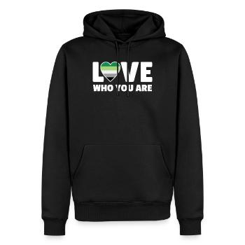 Liebe, wer du bist - Männer Premium Bio Hoodie - Schwarz - Vorne - Nico (187cm)