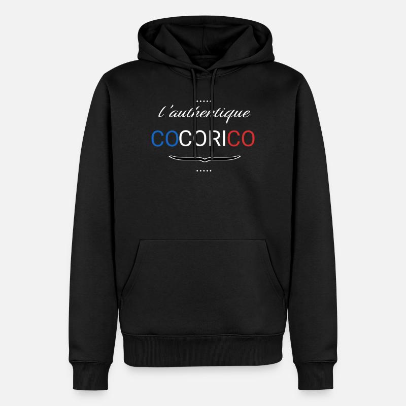 Cocorico – Design Français Minimaliste - Sweat à capuche Premium bio Homme - noir