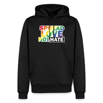 Love not Hate LGBTQ - Männer Premium Bio Hoodie - Schwarz - Vorne - Nico (187cm)