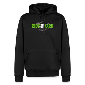 Rennrad Spruch Ride Hard für Radsport Fans - Männer Premium Bio Hoodie - Schwarz - Vorne - Nico (187cm)