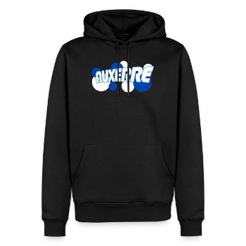 Auxerre Retro Typo Bleu - Sweat à capuche Premium bio Homme - noir - Devant - Nico (187cm)