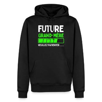 Future grand-mère - Sweat à capuche Premium bio Homme - noir - Devant - Nico (187cm)