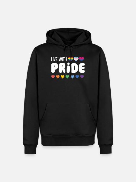 LGBTQ Pride Month - Live with Pride - Men’s Premium Organic Hoodie - black