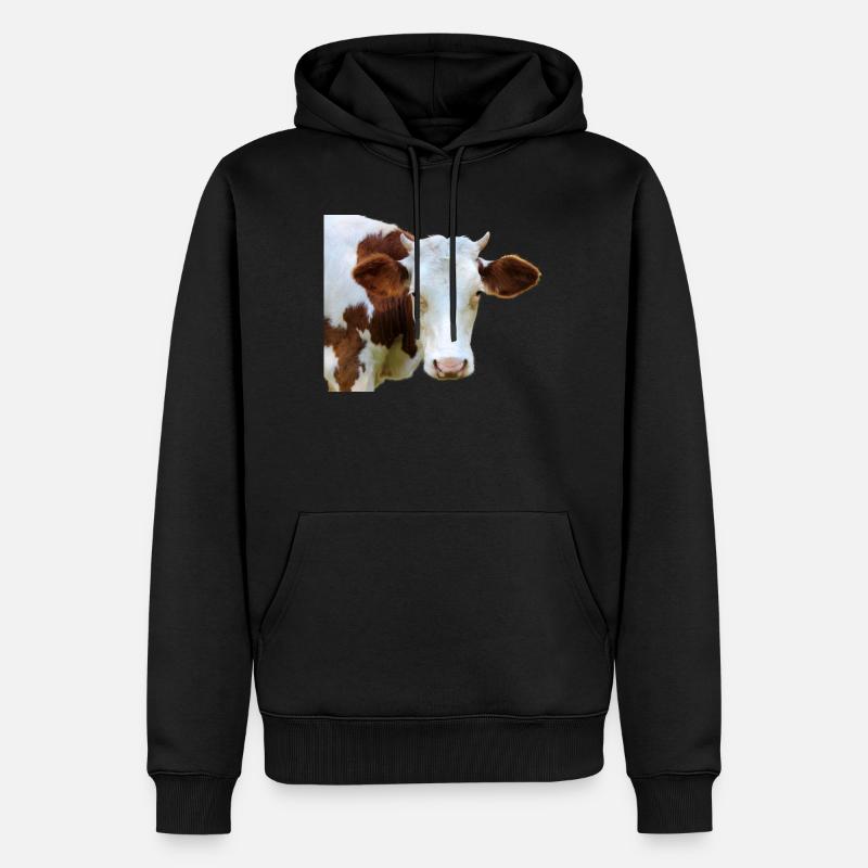 Drôle d’agriculteurs de têtes de vache de vache - Sweat à capuche Premium bio Homme - noir