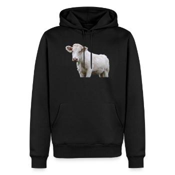 Kuh - Männer Premium Bio Hoodie - Schwarz - Vorne - Nico (187cm)
