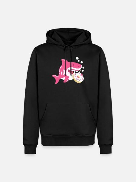 Donut und Hai - Männer Premium Bio Hoodie - Schwarz