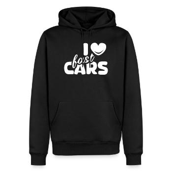 J’aime les voitures voitures sport tuner icône logo icône - Sweat à capuche Premium bio Homme - noir - Devant - Nico (187cm)