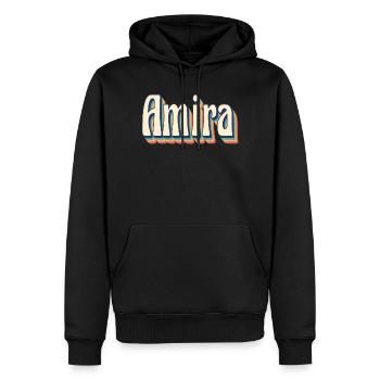 Amira T-Shirt Retro Vintage T-Shirt - Männer Premium Bio Hoodie - Schwarz - Vorne - Nico (187cm)