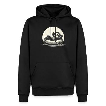 Faultier im Schlauchboot Vintage  - Männer Premium Bio Hoodie - Schwarz - Vorne - Nico (187cm)