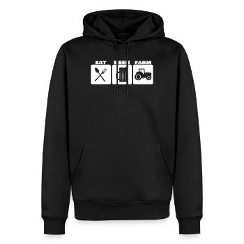 EAT, DRINK, FARM ... farmer basic needs - Men’s Premium Organic Hoodie - black - Front - Nico (187cm)