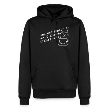 Programmers generate code from coffee - Men’s Premium Organic Hoodie - black - Front - Nico (187cm)
