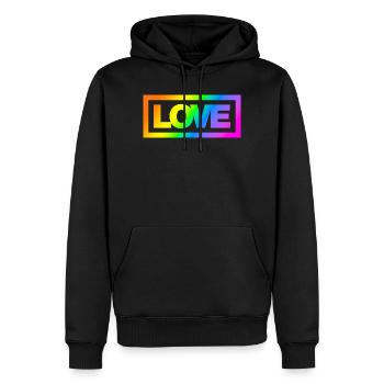 Typo LOVE Kontur Rainbow - Männer Premium Bio Hoodie - Schwarz - Vorne - Nico (187cm)