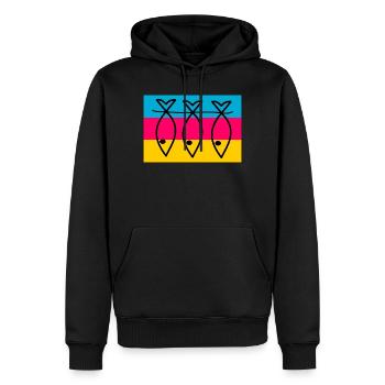 FISH. SARDINE. APRIL FOOLS. SEA. OCEAN - Men’s Premium Organic Hoodie - black - Front - Nico (187cm)