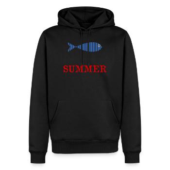 POISSON. POISSON D'AVRIL. VACANCES. ETE. HUMOUR - Sweat à capuche Premium bio Homme - noir - Devant - Nico (187cm)