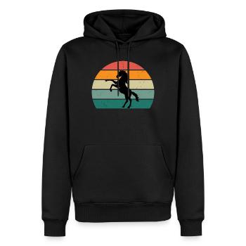 Conception rétro de la silhouette du cheval - Sweat à capuche Premium bio Homme - noir - Devant - Nico (187cm)