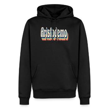 T-shirt rétro vintage Aristodemo - Sweat à capuche Premium bio Homme - noir - Devant - Nico (187cm)