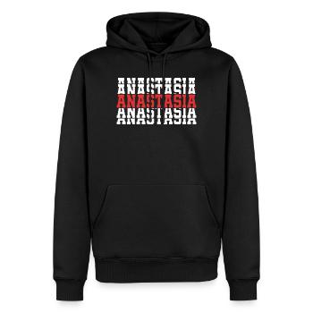 Anastasia t-shirt cadeau texte empilé - Sweat à capuche Premium bio Homme - noir - Devant - Nico (187cm)