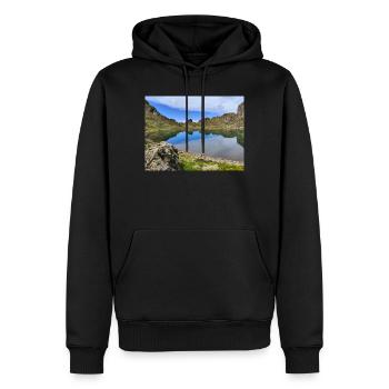 Lac Robert - Sweat à capuche Premium bio Homme - noir - Devant - Nico (187cm)