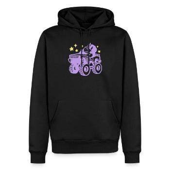 Einhorn im Monstertruck - Männer Premium Bio Hoodie - Schwarz - Vorne - Nico (187cm)