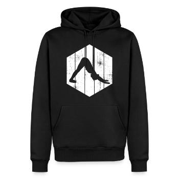 Yogini Skizze - Männer Premium Bio Hoodie - Schwarz - Vorne - Nico (187cm)