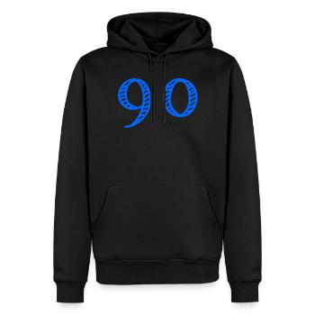 90. 90 ANS. 90e ANNIVERSAIRE. ANNIVERSAIRE 90 ANS. - Sweat à capuche Premium bio Homme - noir - Devant - Nico (187cm)
