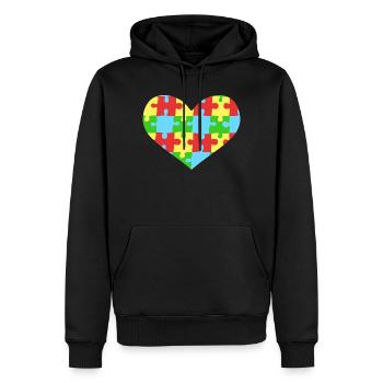 Puzzleteile Herz Autismus Bewusstsein - Männer Premium Bio Hoodie - Schwarz - Vorne - Nico (187cm)
