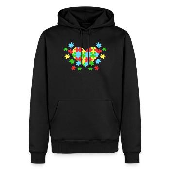 Autismus Puzzleteile Herz - Männer Premium Bio Hoodie - Schwarz - Vorne - Nico (187cm)