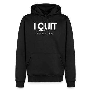 I Quit Smoking Motivation Healthy Lifestyle - Men’s Premium Organic Hoodie - black - Front - Nico (187cm)