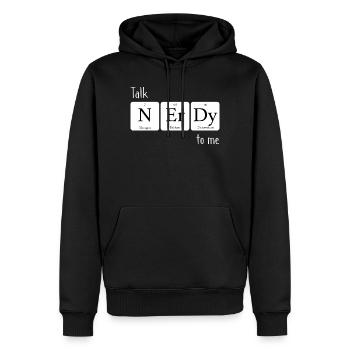 Elements Talk nerdy to me - Männer Premium Bio Hoodie - Schwarz - Vorne - Nico (187cm)